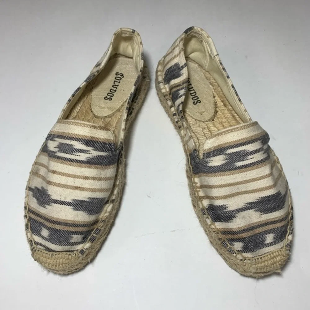 Soludos ikat Southwest espadrilles blue tan 5 - Picture 1 of 9
